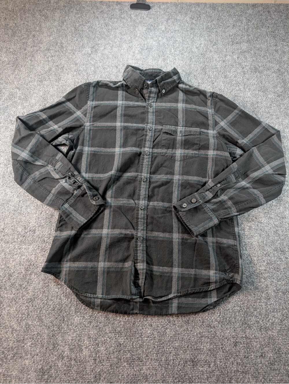 American Eagle Outfitters Slim Fit Men's Small Black Gray Plaid Button-Up Shirt